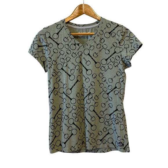 Ariat Tops - Ariat T-Shirt Sz M Green Equestrian Bit AOP Organic Cotton Western Horse Riding